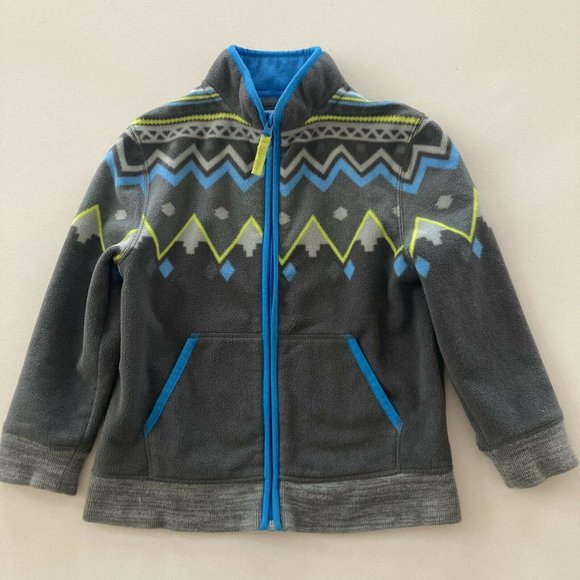 Cat & Jack Boys 4-5 Fleece Jacket Zip Blue Gray Warm - Picture 1 of 6